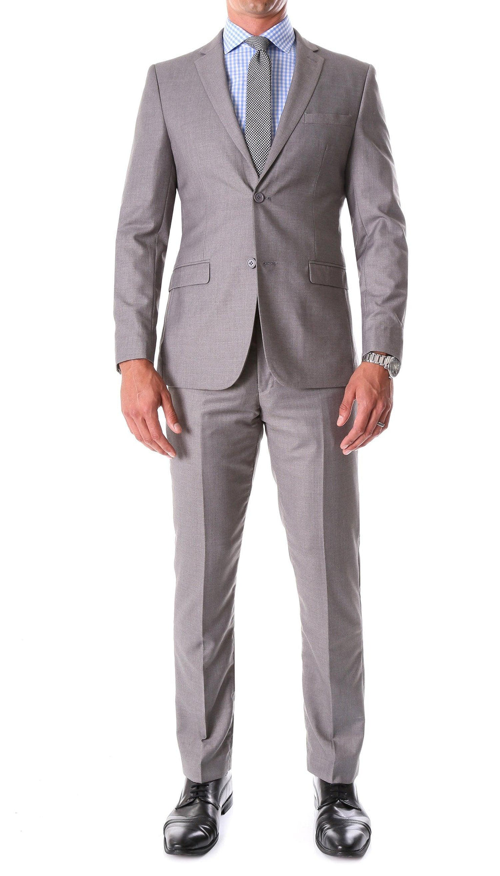 Oslo Grey Notch Lapel 2 Piece Slim Fit Suit-0