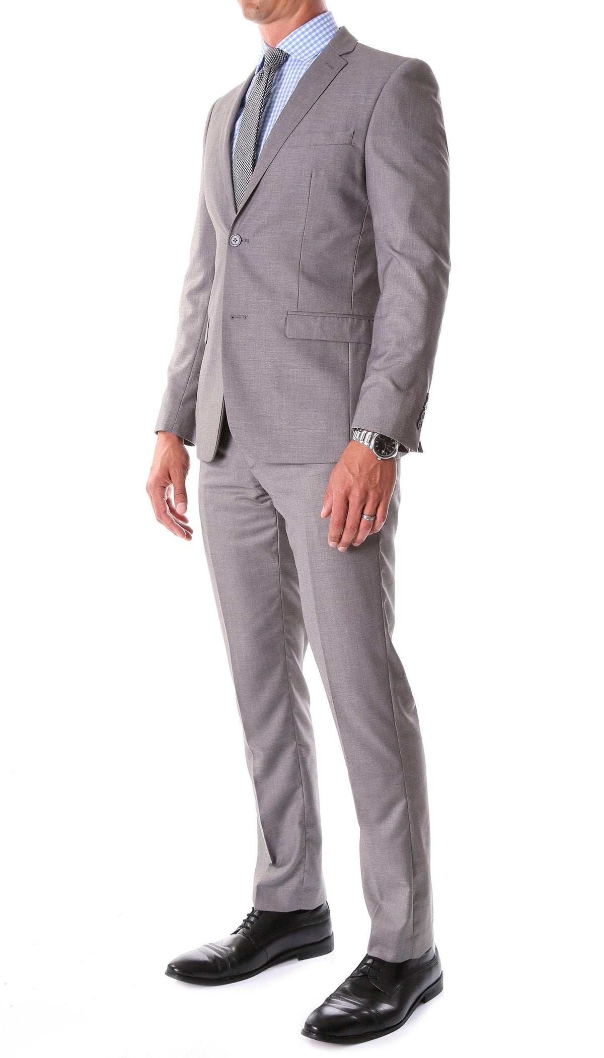 Oslo Grey Notch Lapel 2 Piece Slim Fit Suit-1
