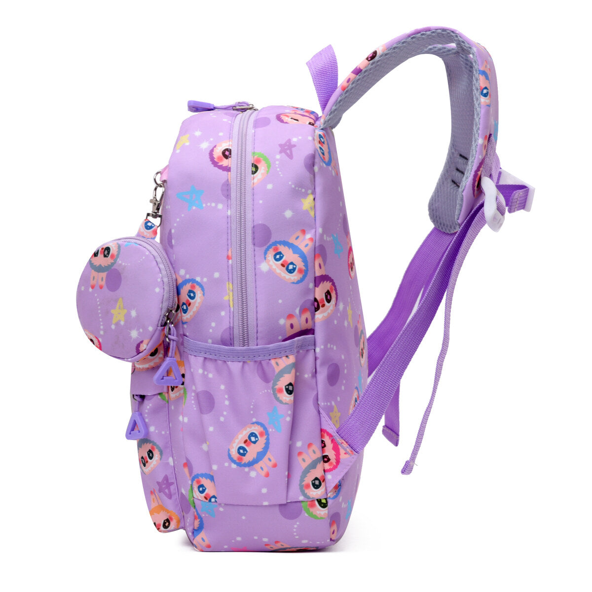 Colorful water-repellent Labubu kids backpack with plush details and adjustable ergonomic straps — view 3