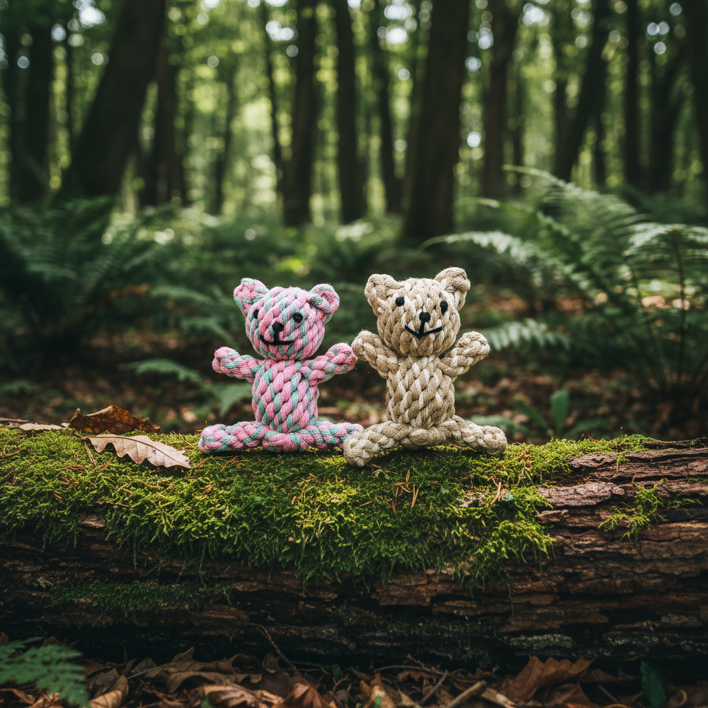 Handmade Bear Buddies cotton rope pet toy with tightly knotted limbs for small dogs — view 2