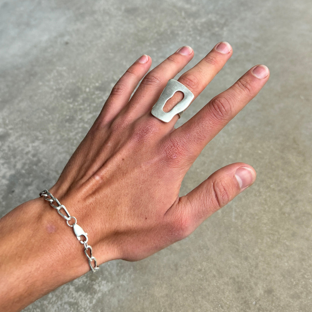 Oversized Abstract Statement Silver Ring-2