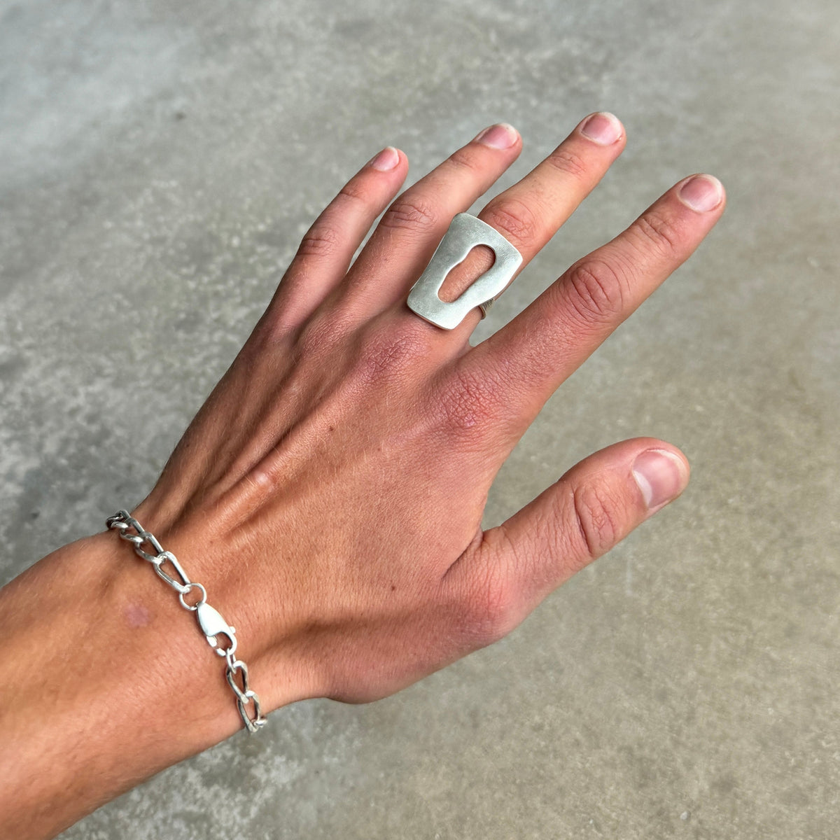 Oversized Abstract Statement Silver Ring-2
