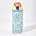 Owala kids insulated stainless steel water bottle with fun adventure illustrations and protective lid
