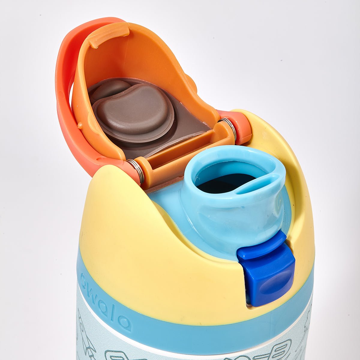 Owala kids insulated stainless steel water bottle with fun adventure illustrations and protective lid — view 5