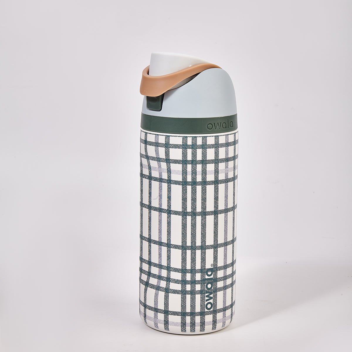 Kids stainless steel water bottle in a plaid pattern with leakproof FreeSip straw lid — view 4