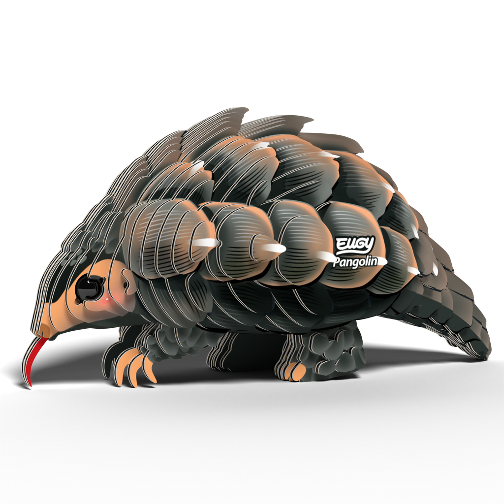 EUGY Pangolin 3D Puzzle made of eco-friendly brown cardboard featuring detailed protective scales — view 2