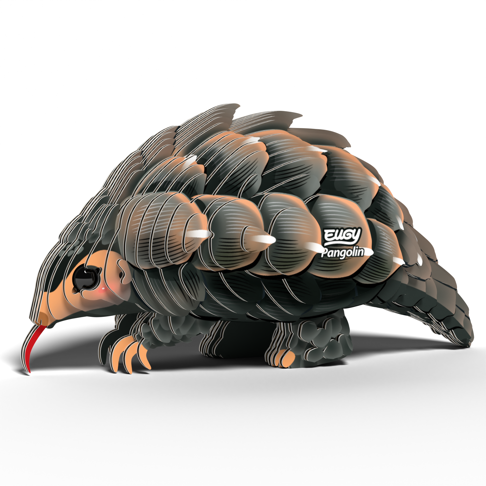 EUGY Pangolin 3D Puzzle made of eco-friendly brown cardboard featuring detailed protective scales — view 2