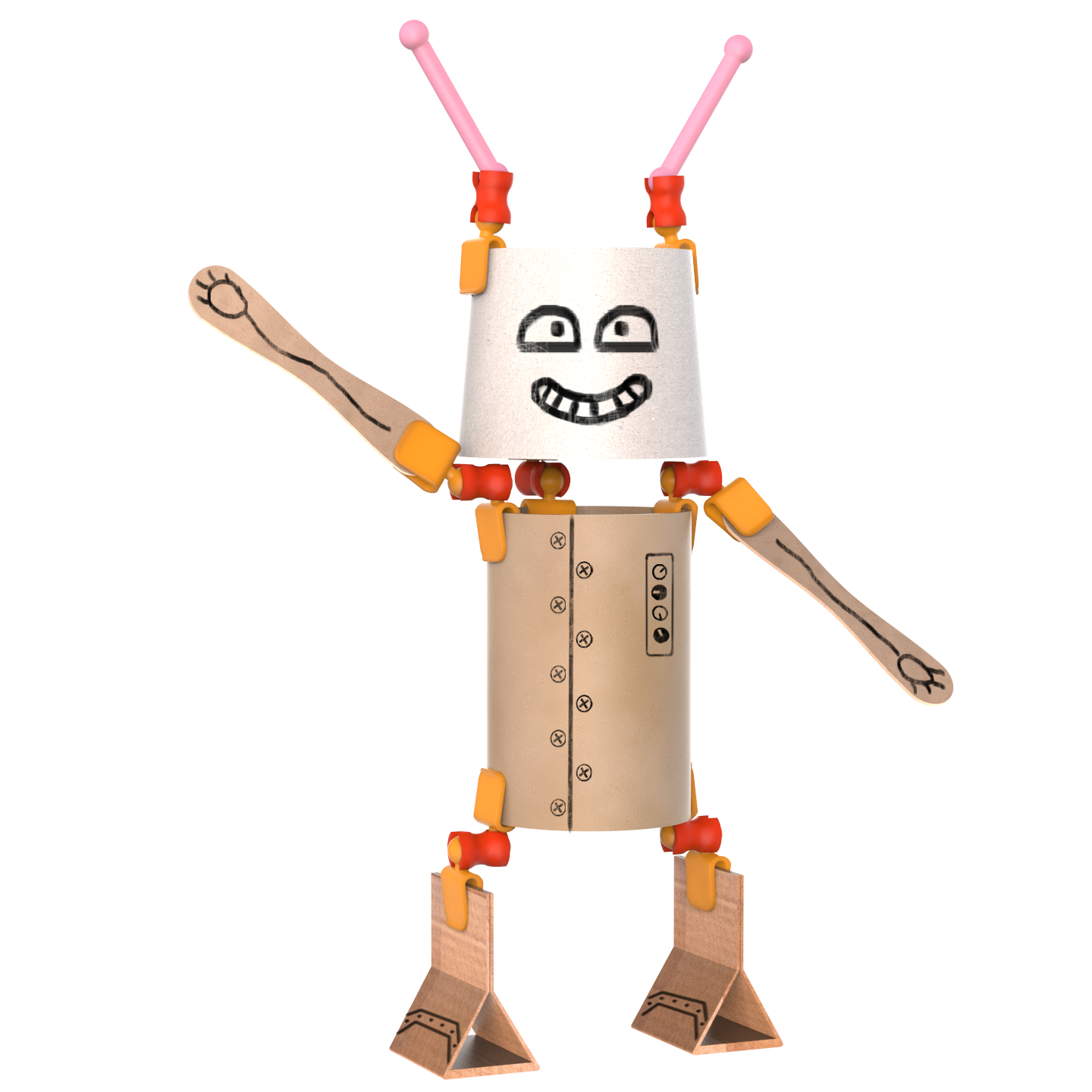 Oddy arts and crafts robot building kit with colorful interlocking pieces made from recycled materials — view 4