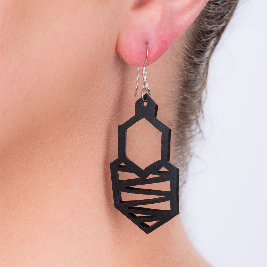 Honeycomb Handmade Upcycled Rubber Earrings-0