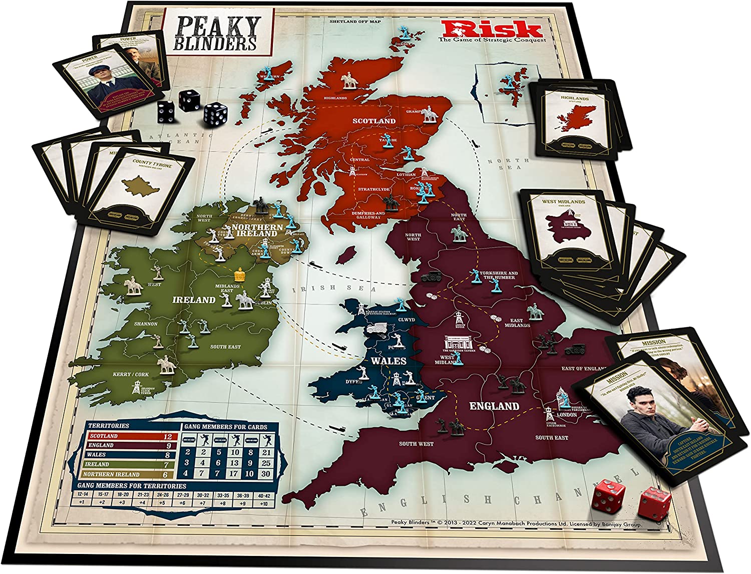 Risk Peaky Blinders strategy board game box and pieces featuring Thomas Shelby artwork and map — view 3