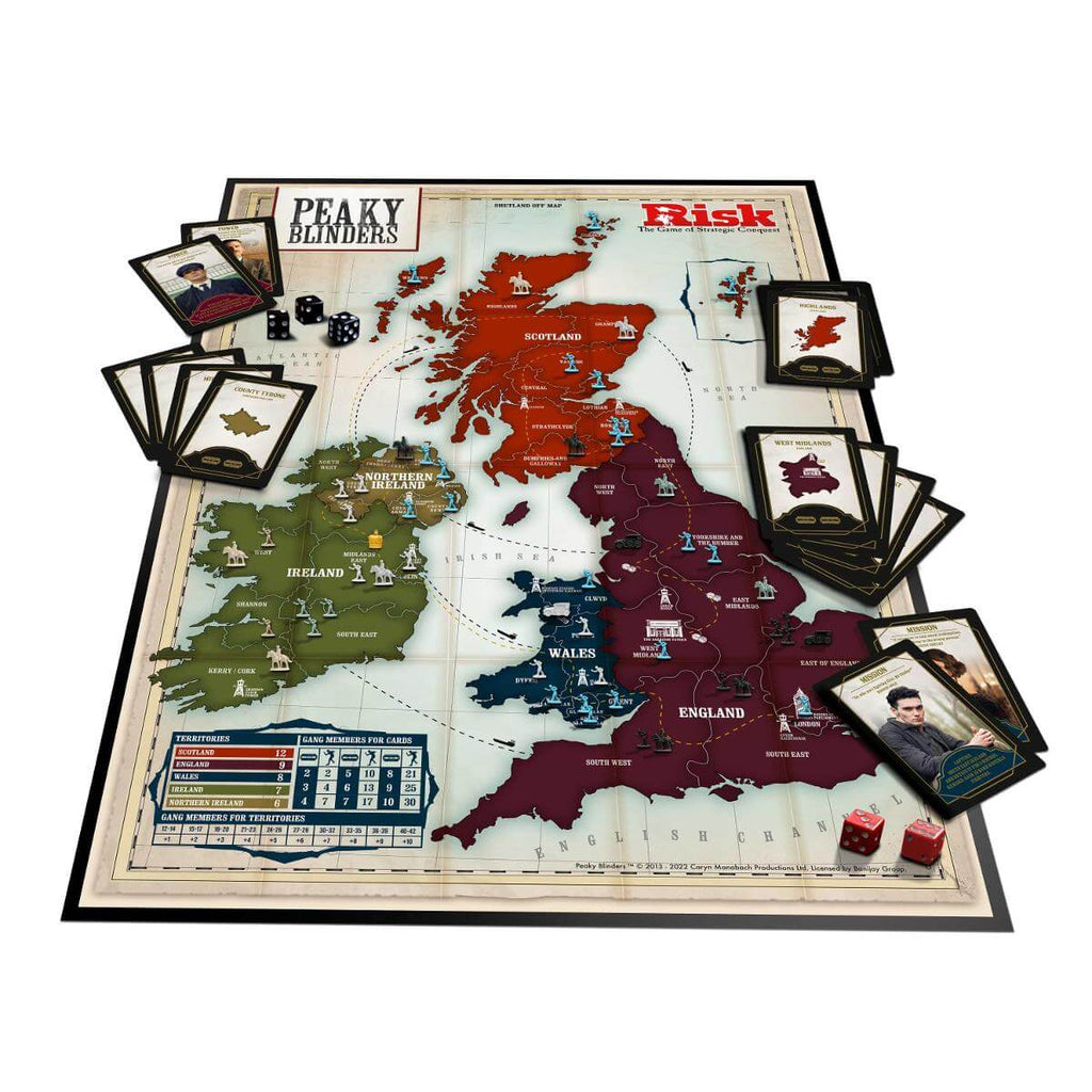 Risk Peaky Blinders strategy board game box and pieces featuring Thomas Shelby artwork and map — view 4