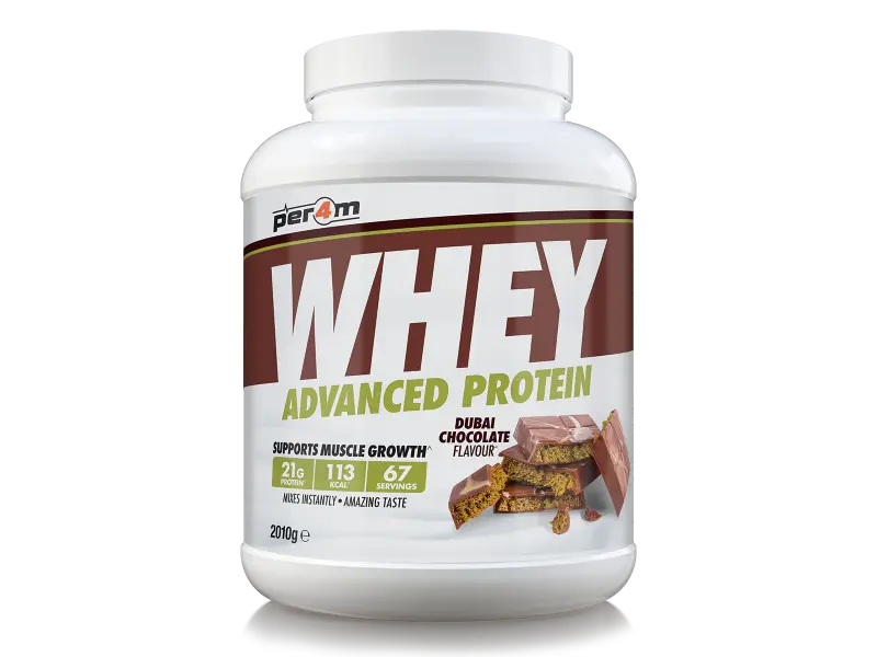 Per4m advanced whey protein powder 2kg tub for muscle recovery and fitness nutrition — view 2