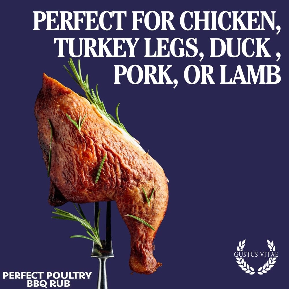 Perfect Poultry BBQ Rub gourmet seasoning blend in a clear spice jar — view 3