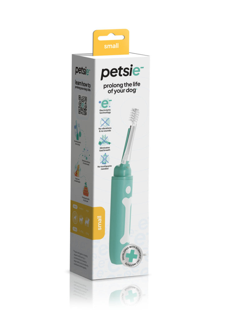 Petsie small dog toothbrush featuring an ergonomic handle, indicator light, and replaceable bristle brush head — view 4