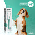 Petsie dog toothbrush for medium breeds featuring an ergonomic handle and replaceable cleaning head