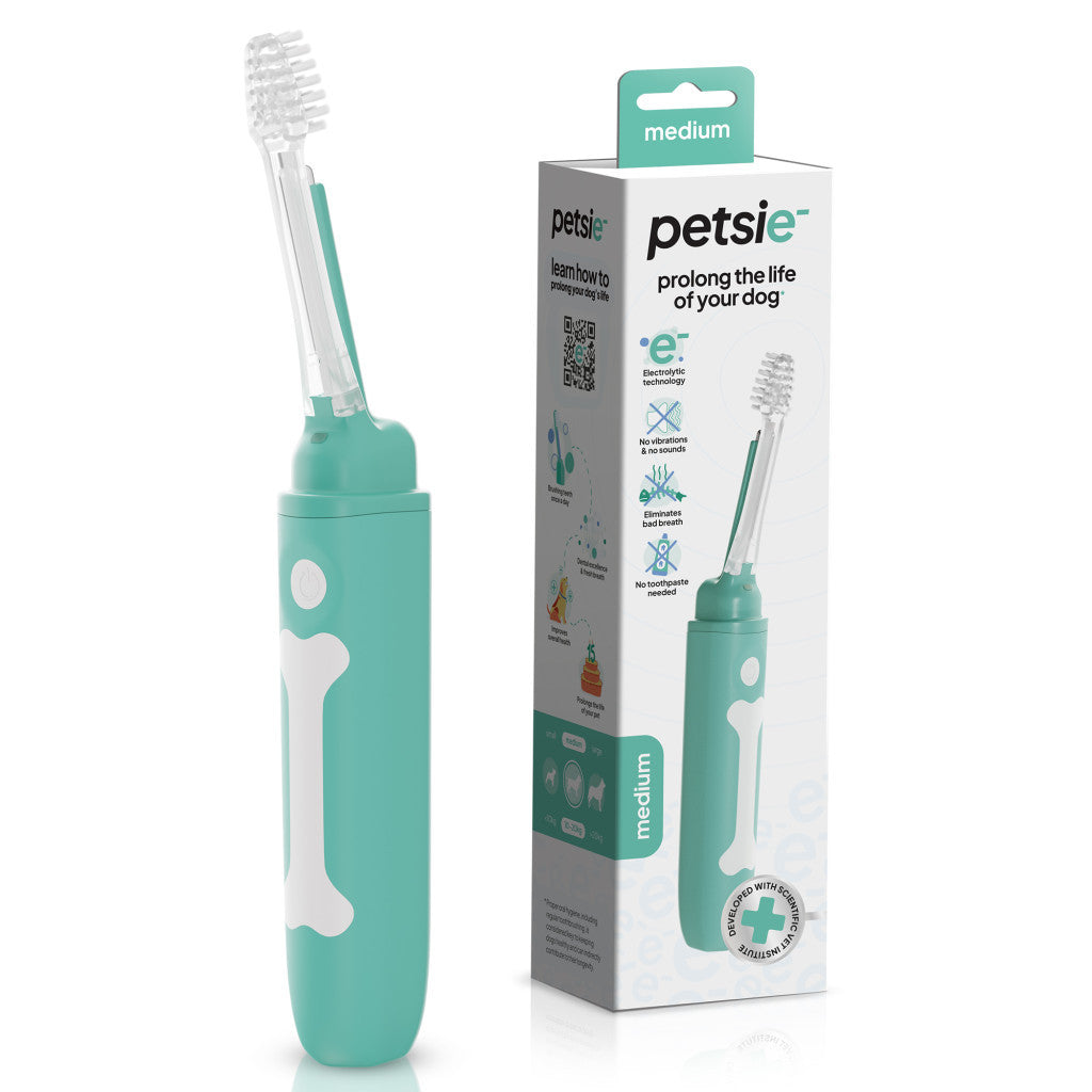 Petsie dog toothbrush for medium breeds featuring an ergonomic handle and replaceable cleaning head — view 2