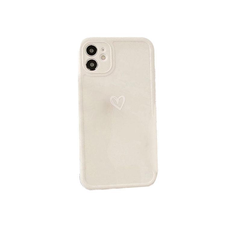 Beige smartphone case featuring a cute girly heart pattern made of flexible TPU material. — view 2