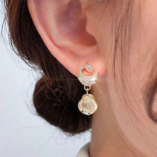 Cozy crystal swan drop earrings with delicate crystal-encrusted wings and dangle design — view 2