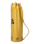 Cotton twill yoga mat bag with embroidered OM design, pull cord, and distressed bottom grommets