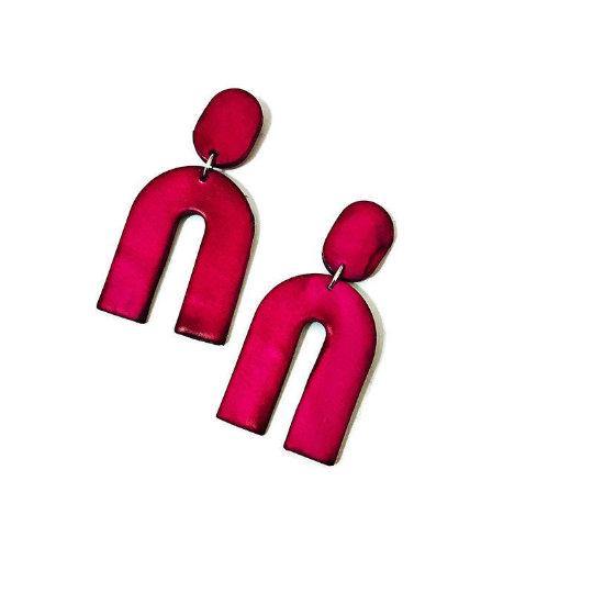 Arch Statement Earrings Handmade (Post or Clip On)- "Lucy"-12