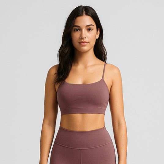 Women's active sports bra featuring elastic straps and a double-lined stretch fit — view 3