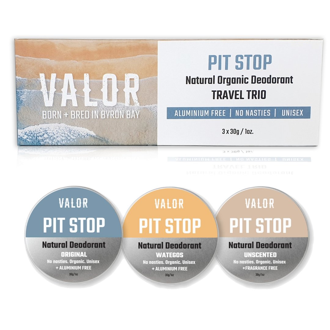 Three natural deodorant travel tins in original wategos and unscented varieties for sensitive skin — view 2