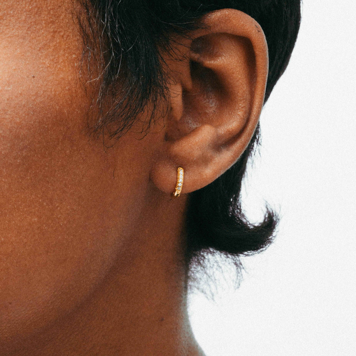 The Mini Pavé Huggie Earrings-2