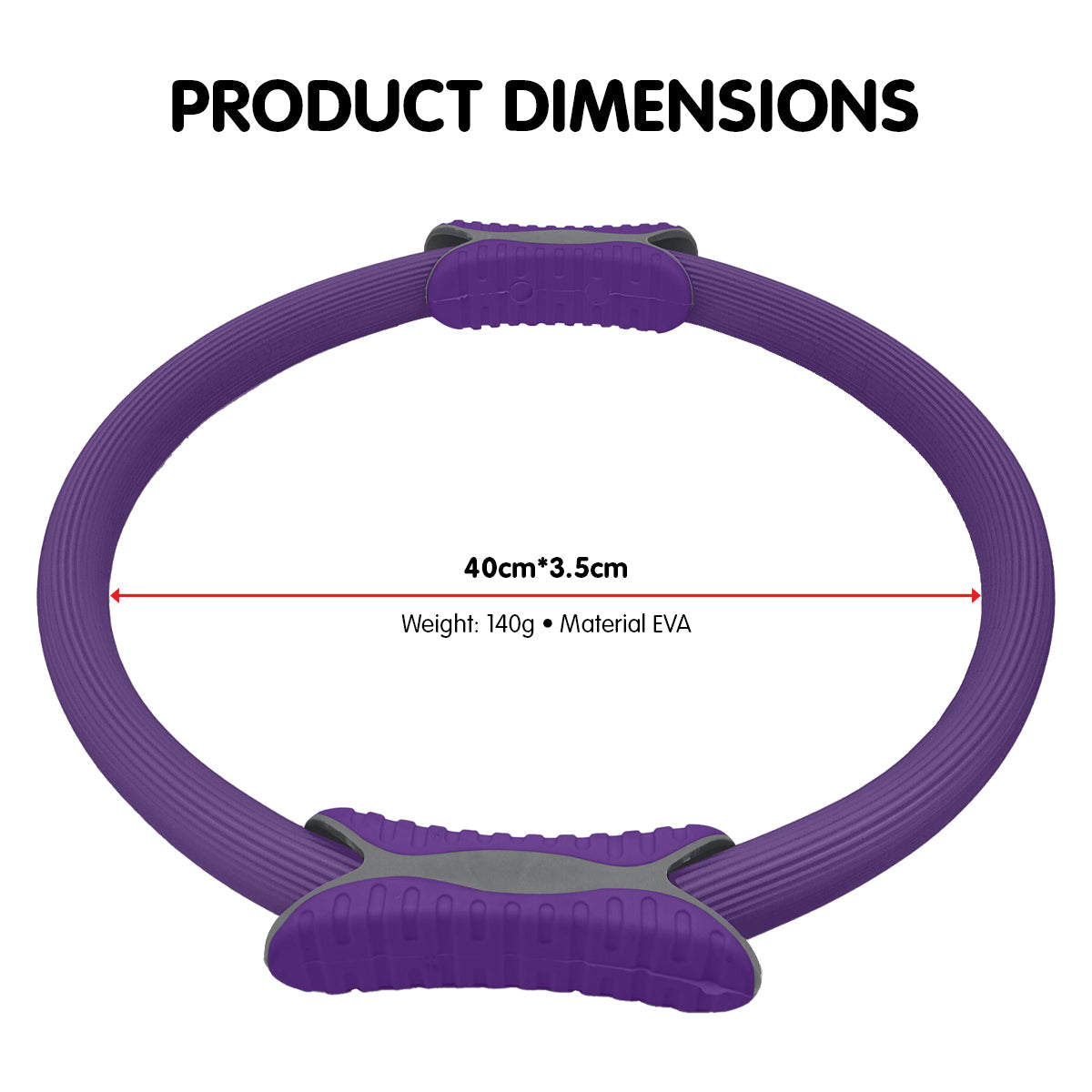 Purple 40cm EVA foam pilates toning ring with soft black dual-sided comfort handles — view 5