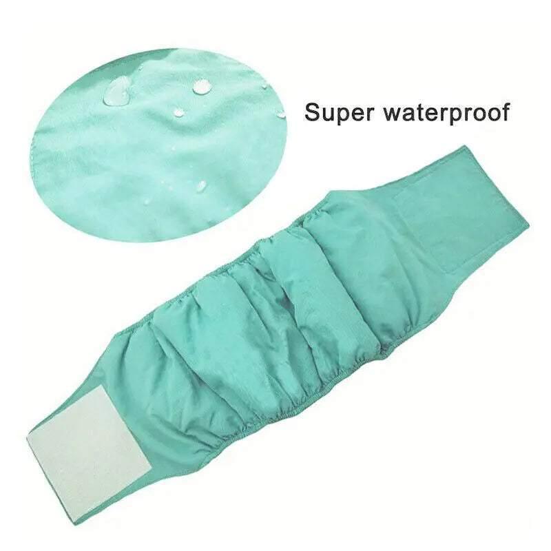 Blue washable cotton male dog belly wrap sanitary diaper for puppy training — view 3