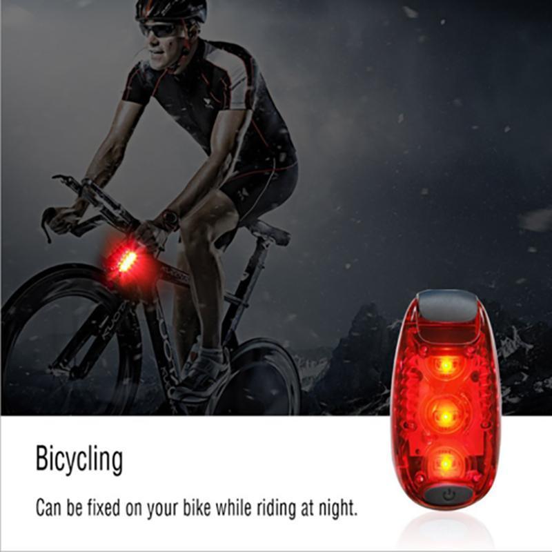 LED clip-on safety light in bright red for bicycle helmet and running gear visibility — view 3