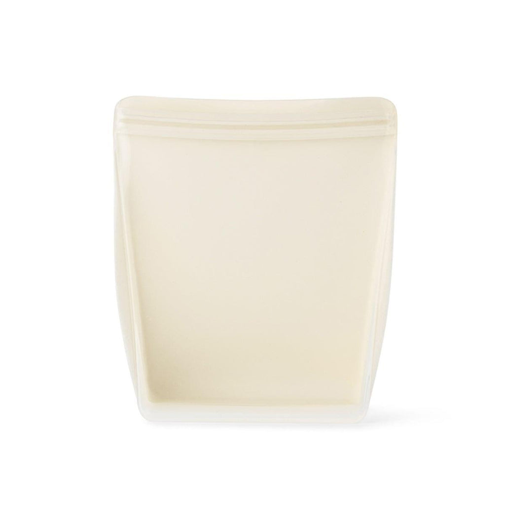Cream reusable silicone stand up food storage bag with easy open seal for meal prep — view 5