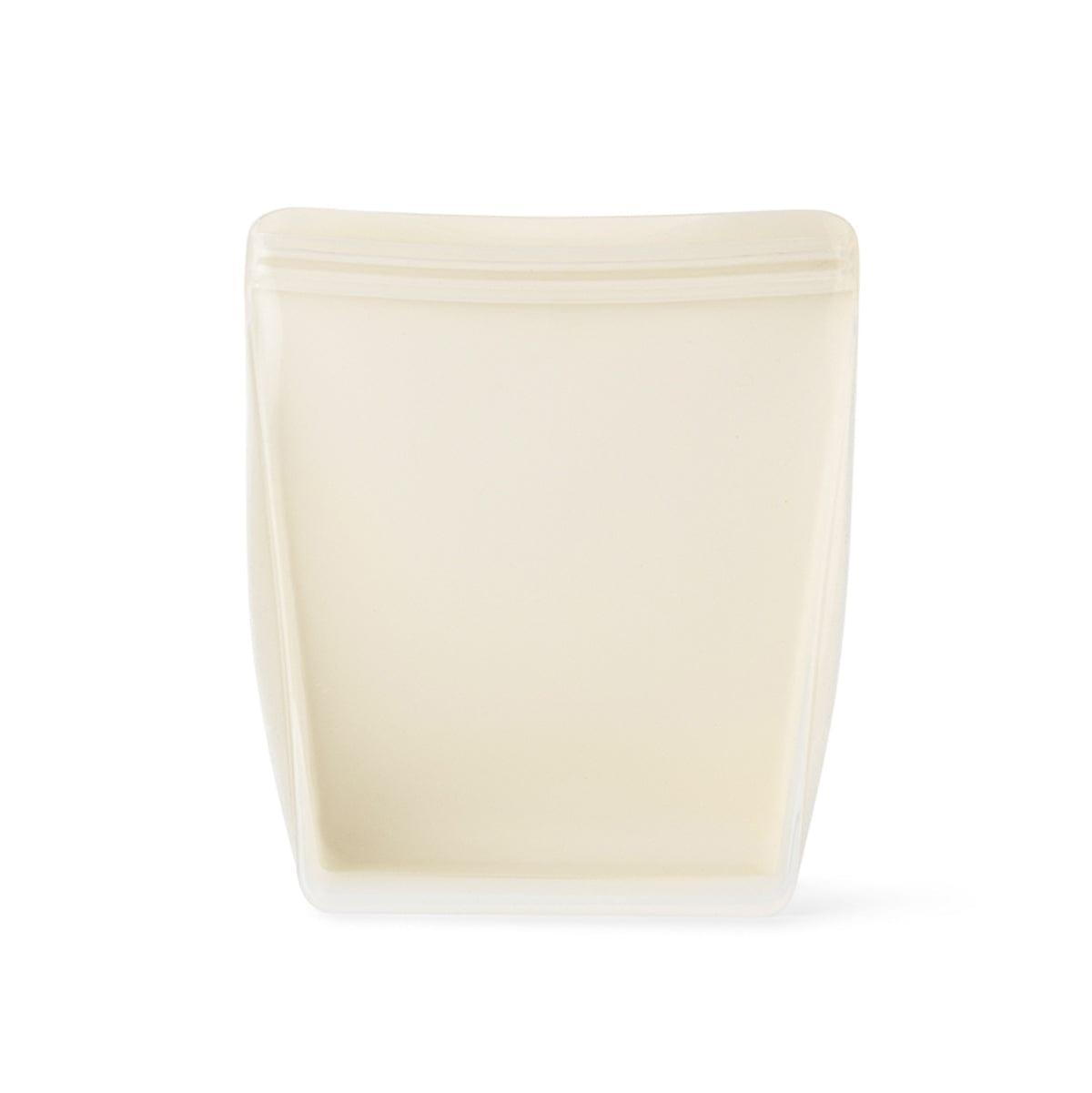 Cream reusable silicone stand up food storage bag with easy open seal for meal prep — view 5