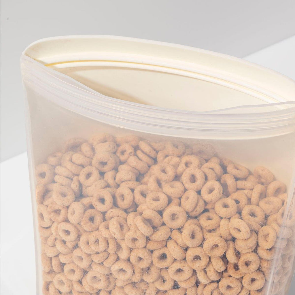 Cream reusable silicone stand up food storage bag with easy open seal for meal prep — view 3