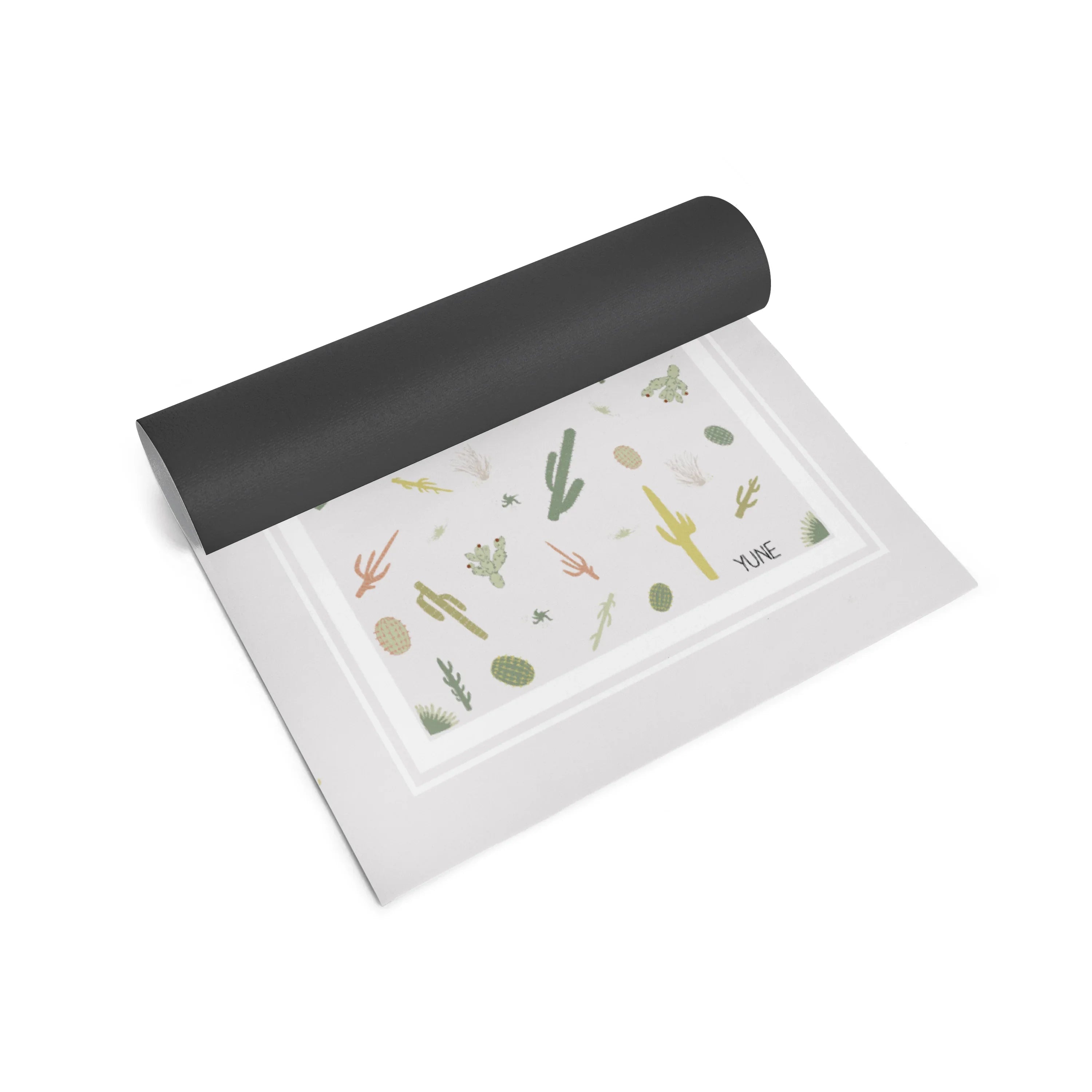 Crisp white Juno yoga mat rolled up, showing 6mm thick eco-friendly non-slip PER texture. — view 3
