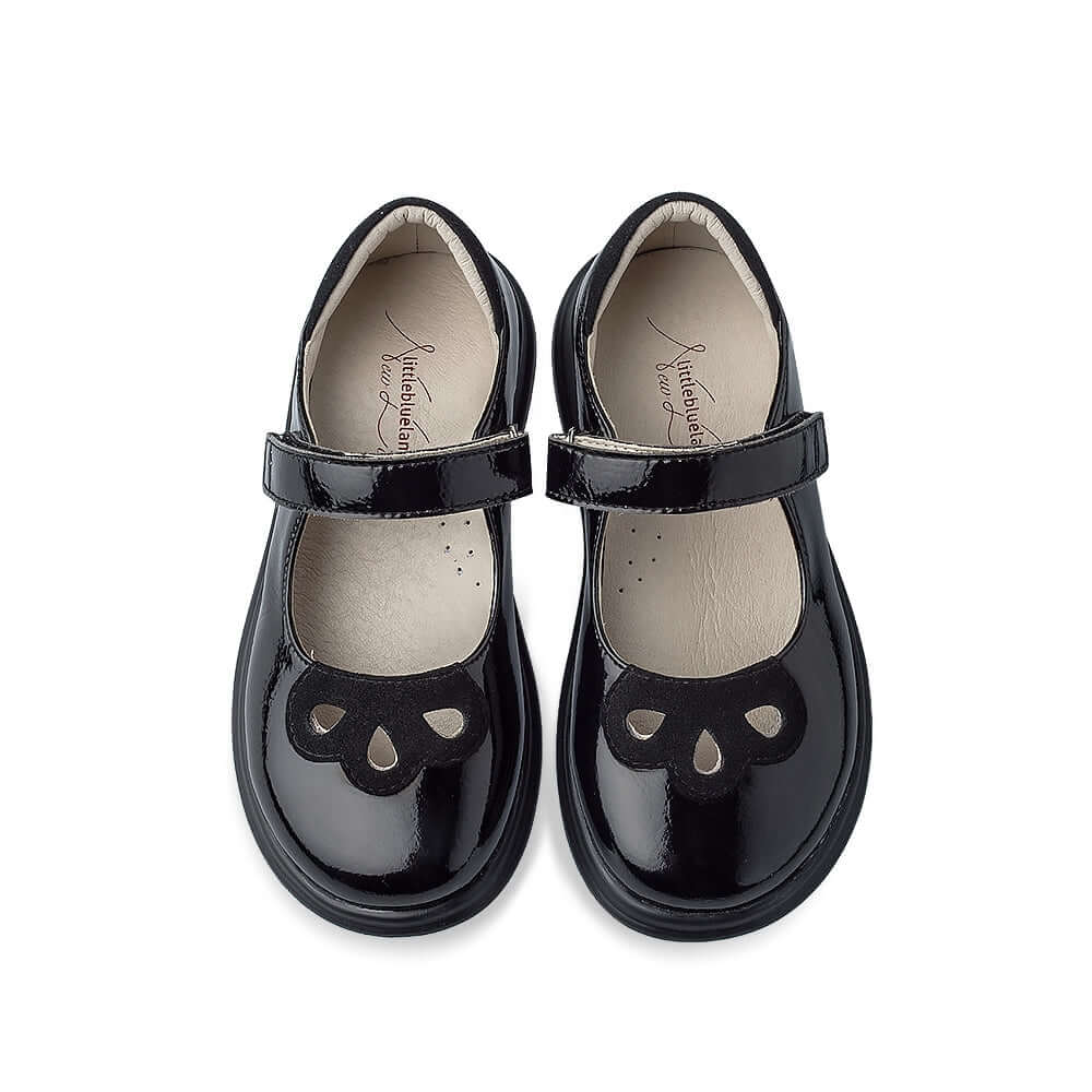 Preppy girls leather school shoes with slip-on design, padded interiors, and durable black rubber sole — view 5