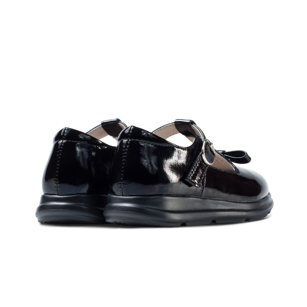 Preppy girls leather school shoes with slip-on design, padded interiors, and durable black rubber sole — view 4