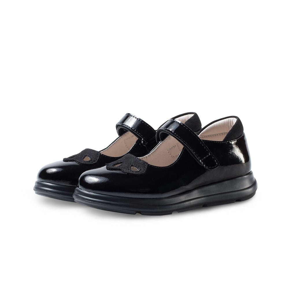 Preppy girls leather school shoes with slip-on design, padded interiors, and durable black rubber sole — view 3