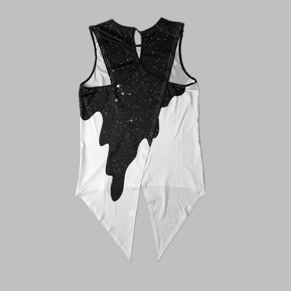Women's sleeveless star print yoga tank top in quick dry athletic fabric for fitness and running. — view 3