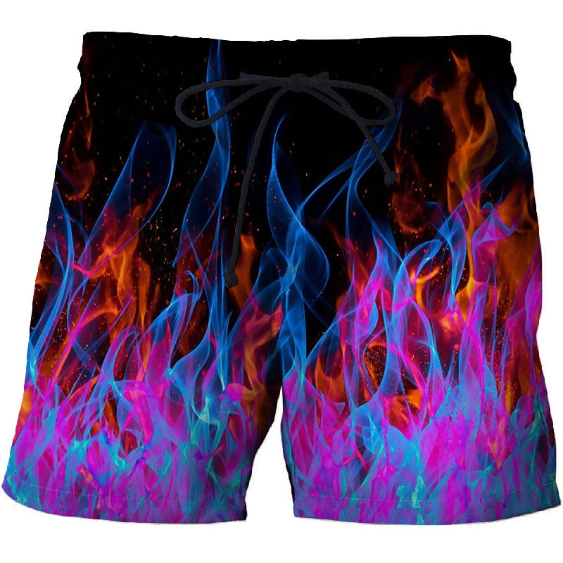 Men's yellow flame printed board shorts in quick dry polyester fabric for summer beachwear — view 5