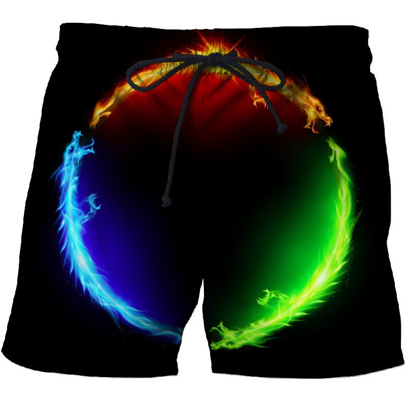 Men's yellow flame printed board shorts in quick dry polyester fabric for summer beachwear — view 4