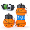 Collapsible silicone sports water bottle featuring an attached carrying rope and leakproof round mouth design.