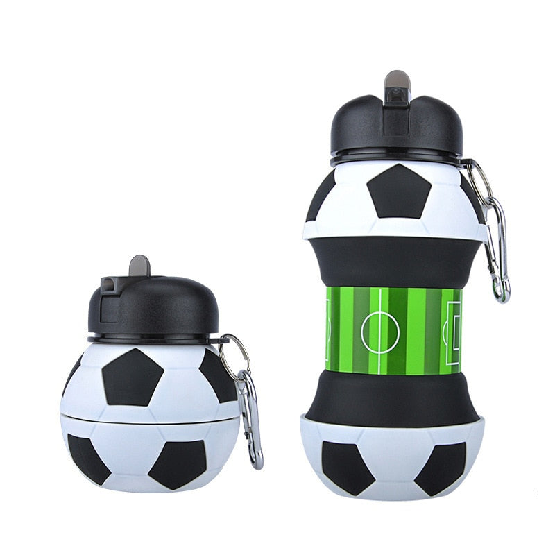Collapsible silicone sports water bottle featuring an attached carrying rope and leakproof round mouth design. — view 3