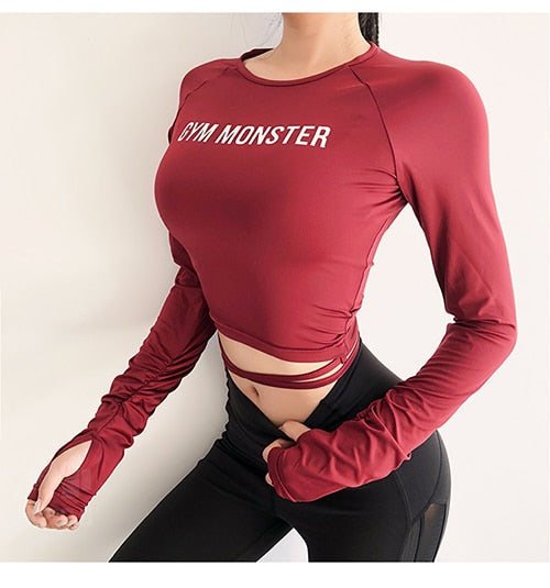 Women's camouflage long sleeve crop top for yoga and fitness in breathable quick-dry fabric — view 4