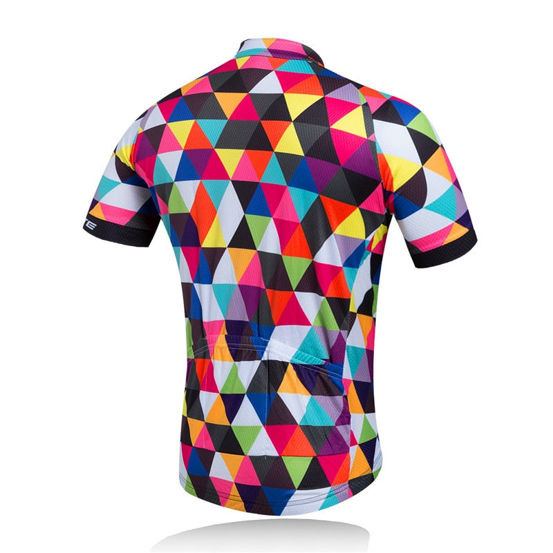 Mens short sleeve cycling jersey with full front zipper made of breathable quick dry fabric — view 5