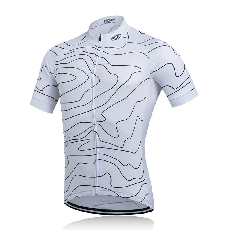 Mens short sleeve cycling jersey with full front zipper made of breathable quick dry fabric — view 3