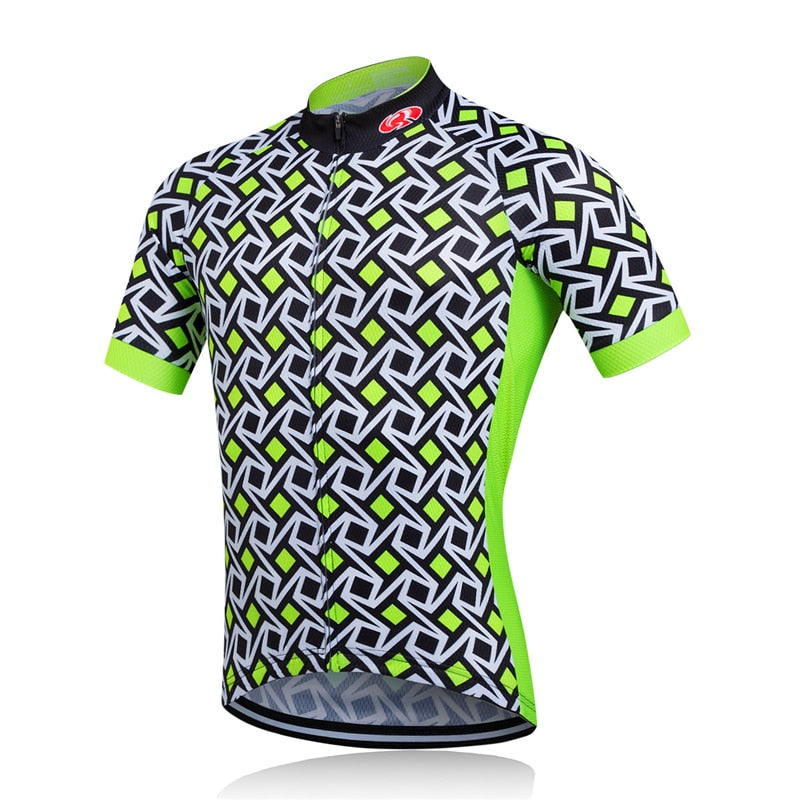 Mens short sleeve cycling jersey with full front zipper made of breathable quick dry fabric — view 4