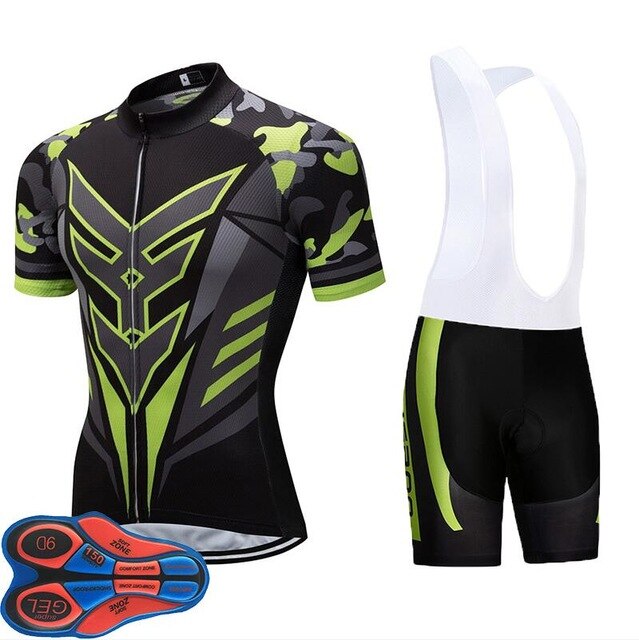Green short sleeve pro cycling jersey with quick dry fabric for men and women — view 2
