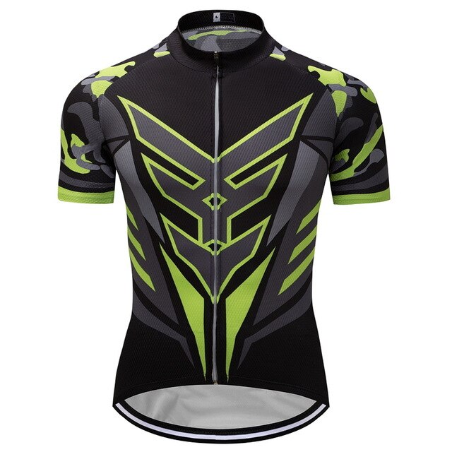 Green short sleeve pro cycling jersey with quick dry fabric for men and women — view 5