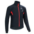 Men's winter fleece thermal cycling jacket with mandarin collar and reflective details for outdoor sports