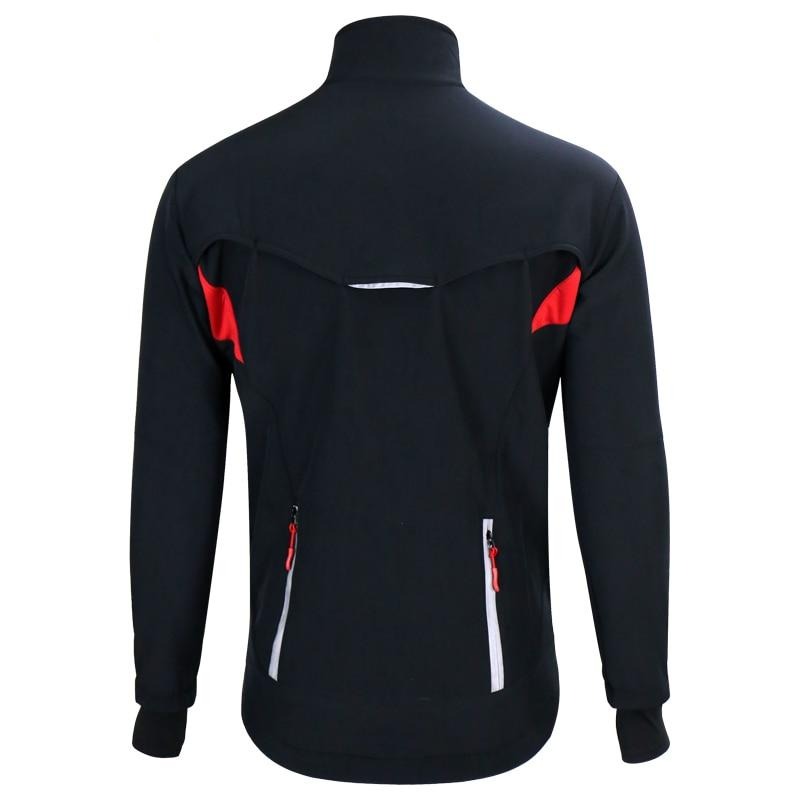 Men's winter fleece thermal cycling jacket with mandarin collar and reflective details for outdoor sports — view 3